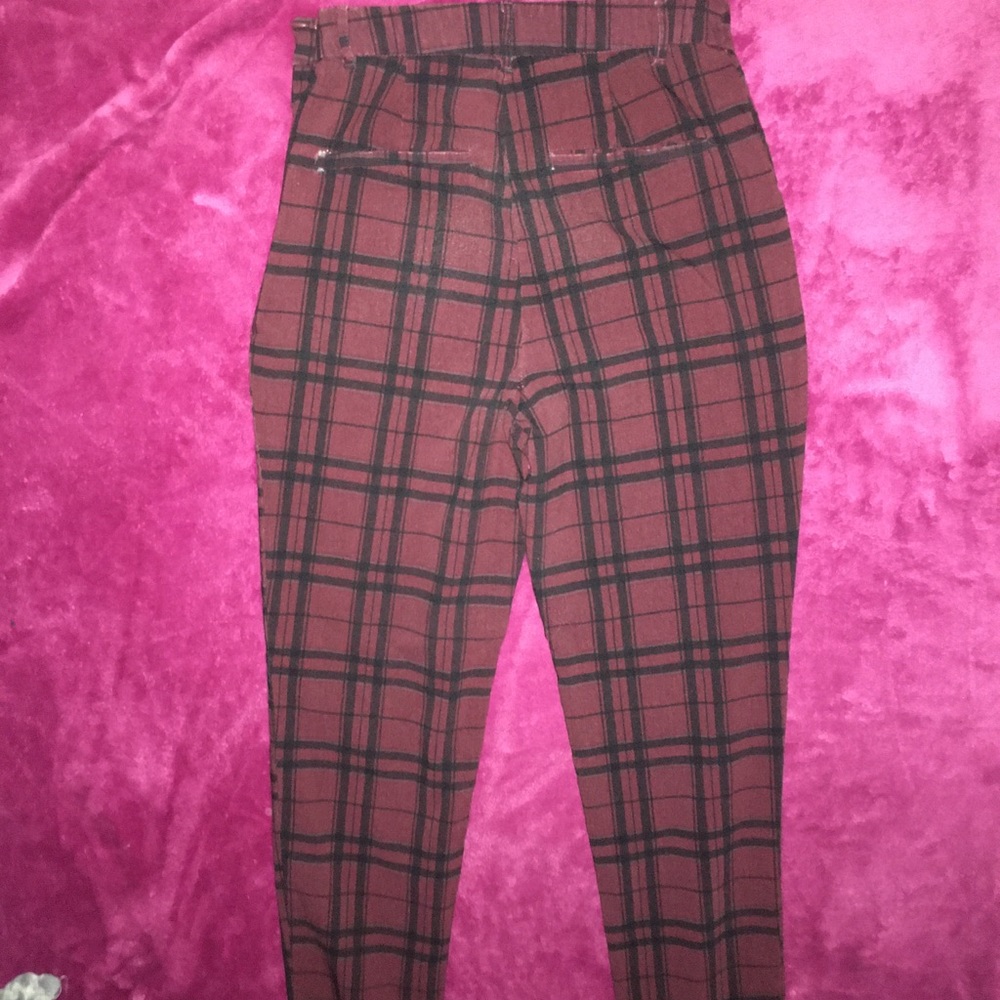red plaid pants